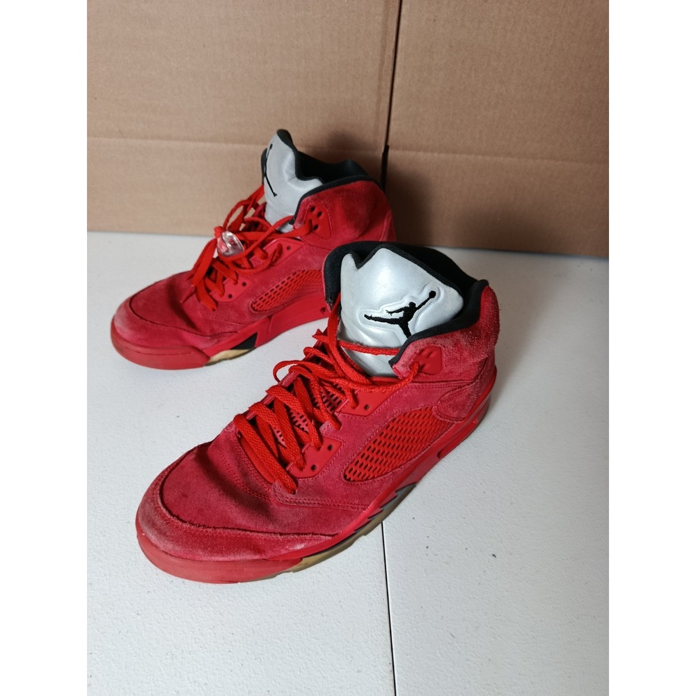 Nike Air Jordan 5 V University-Red-Suede Black Retro 2017 Sneakers Mens 12